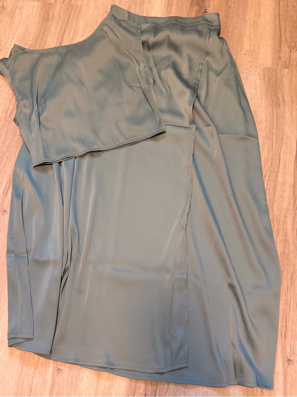 HYFVE Dusty Teal Sleeveless Crop Top and Skirt Set